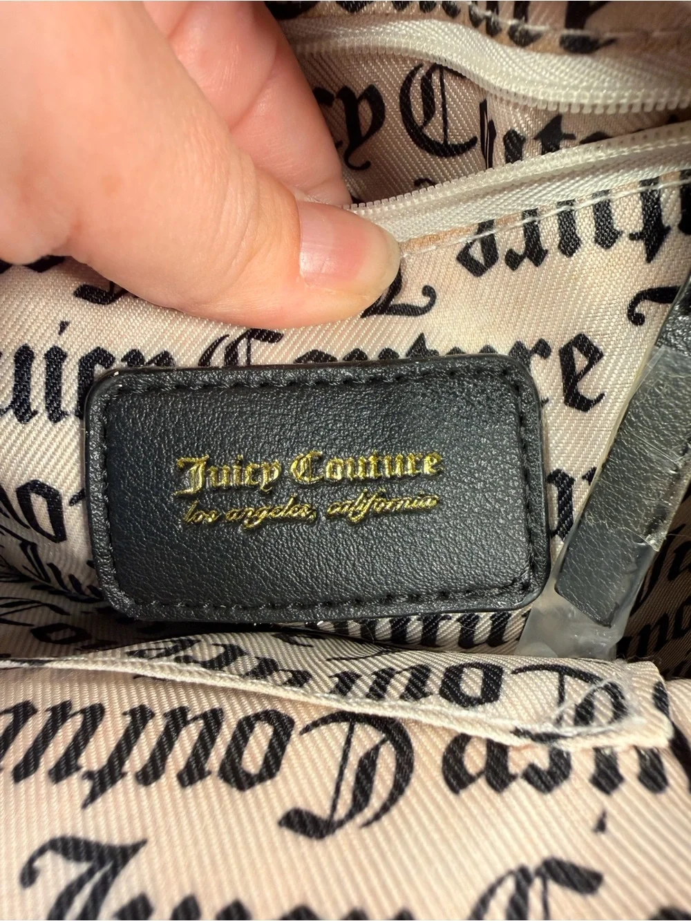 Juicy Couture Gothic Status Black and White Monogram Logo Mini Backpack